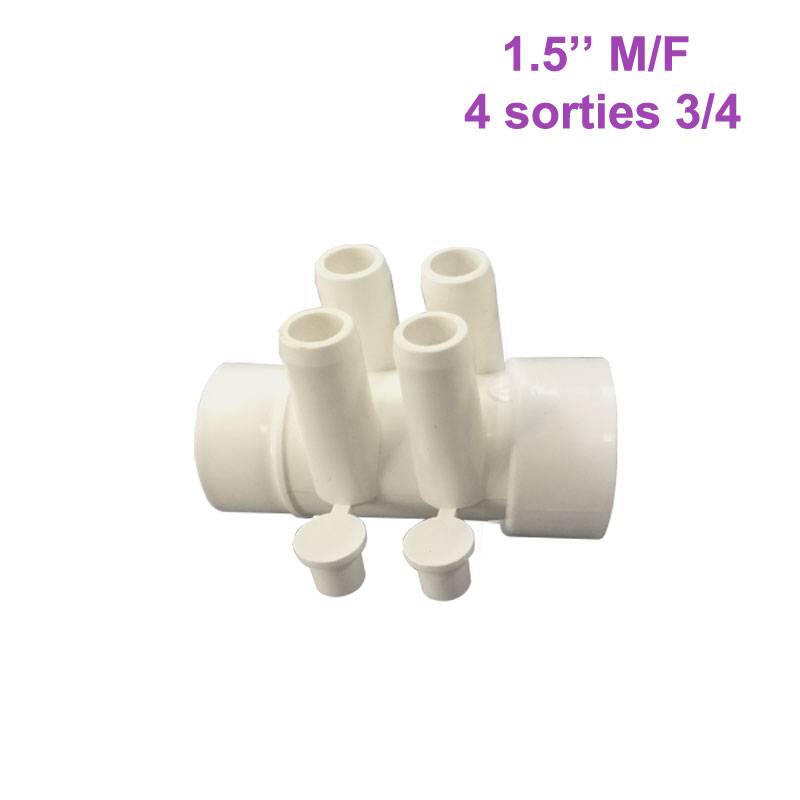 Nourrice pour SPA 1,5″ M/F – 4 Sorties 3/4″ M