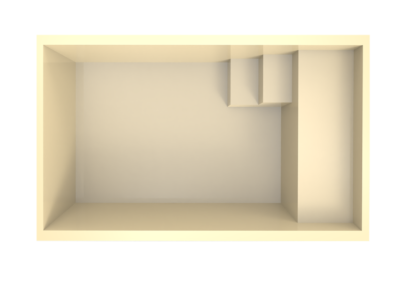 Vue de dessus de la coque Mahina : optimisation de l’espace de baignade et zone technique bien délimitée