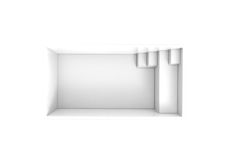 Vue 3D en plongée du modèle Bora Bora avec escalier compact intégré