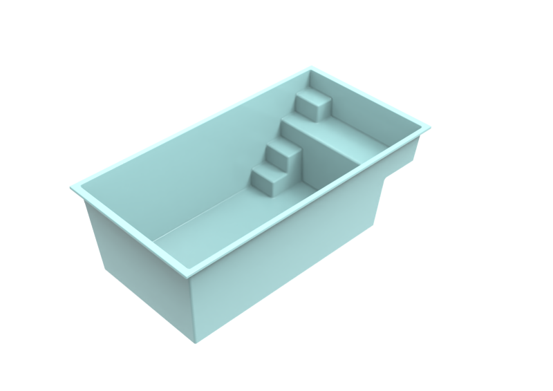 Rendu 3D en perspective du modèle Bora Bora avec escalier intégré.