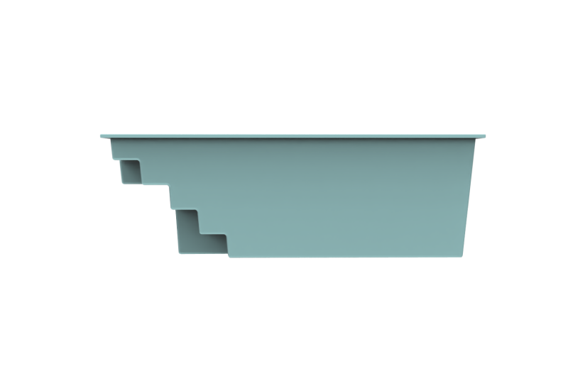 Profil de la piscine Bora Bora – Profondeur de 1,45 m, marches larges.