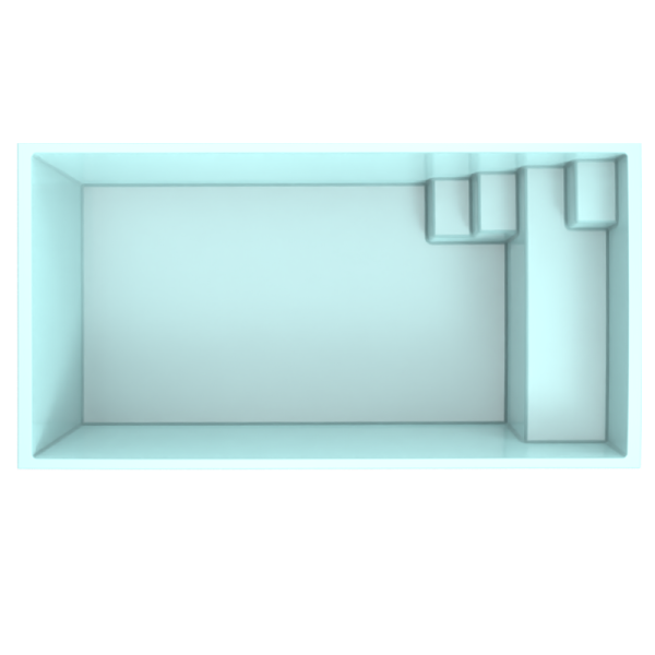 Vente d'une mini piscine modèle Bora Bora  coque acrylique de moins de 10 m² sans travaux dans notre showroom près de Martigues dans les Bouches du Rhône