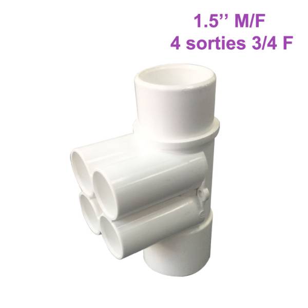 Nourrice pour SPA 1,5″ M/F – 4 Sorties 3/4″ F