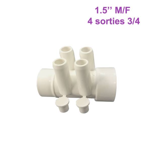 Nourrice pour SPA 1,5″ M/F – 4 Sorties 3/4″ M