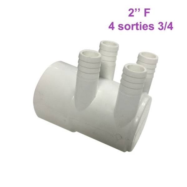 Nourrice pour SPA 2″ F – 4 Sorties 3/4″ M