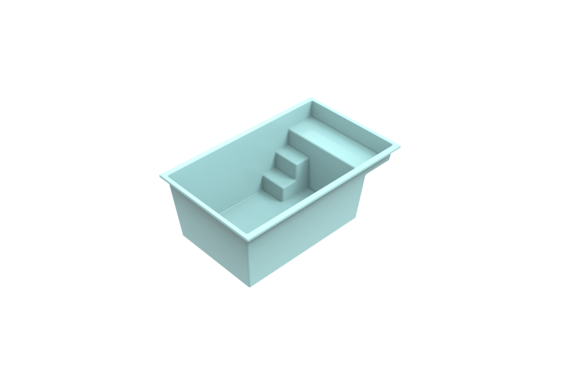 Rendu 3D réaliste de la Mahina à Vauvert, un bassin compact et élégant aux lignes épurées.