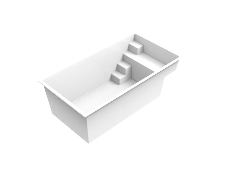 Vue 3D du bassin avec escalier latéral intégré