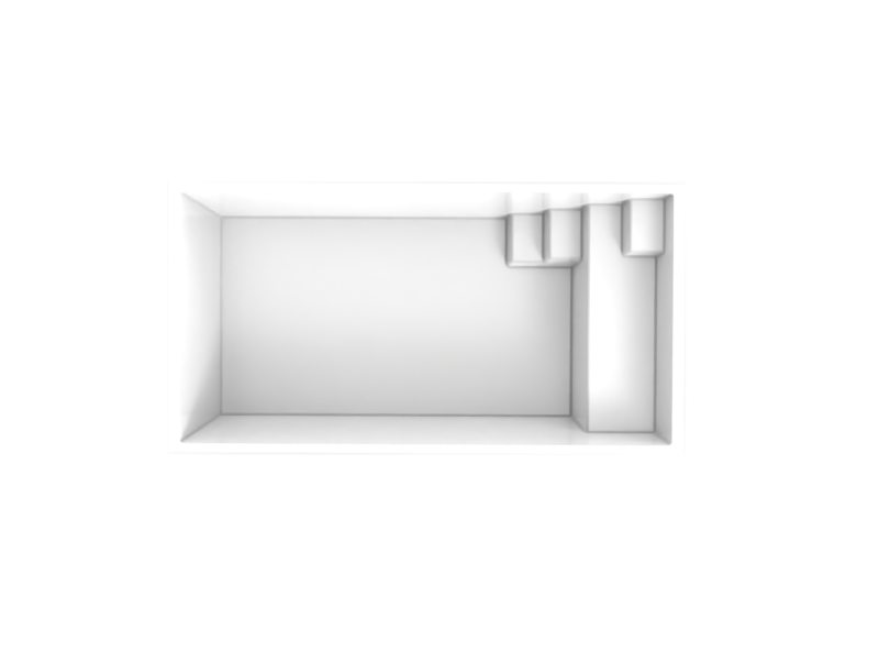 Vue de dessus de la piscine coque Bora Bora en blanc