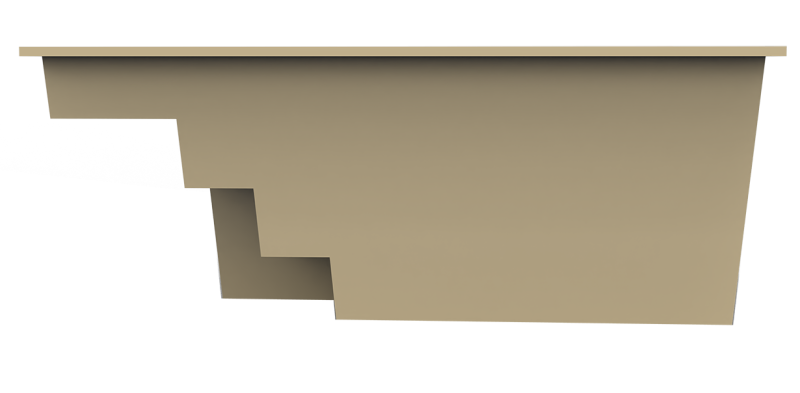 Coupe latérale de la coque acrylique Mahina – marches intégrées.
