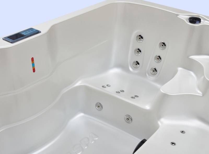 Vue rapprochée sur les jets du spa Rio – un format compact qui n’oublie pas la performance et le confort