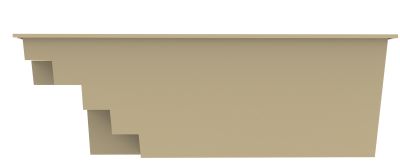 Coupe latérale de la piscine Bora Bora, illustrant la profondeur et les marches intégrées.