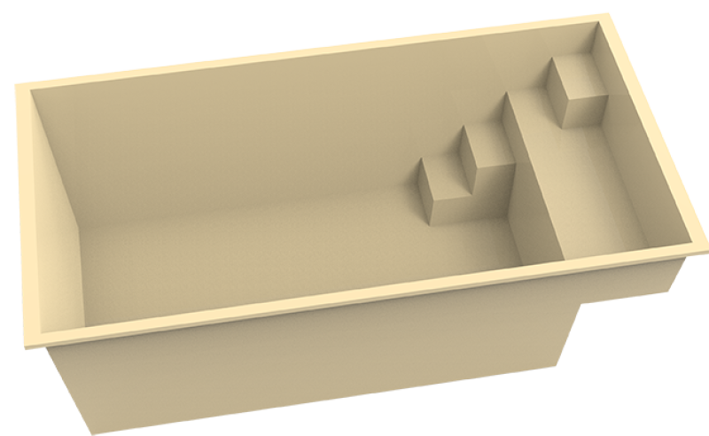 Modèle Bora Bora – vue en perspective 3D de la piscine, idéale pour visualiser son intégration dans votre jardin.