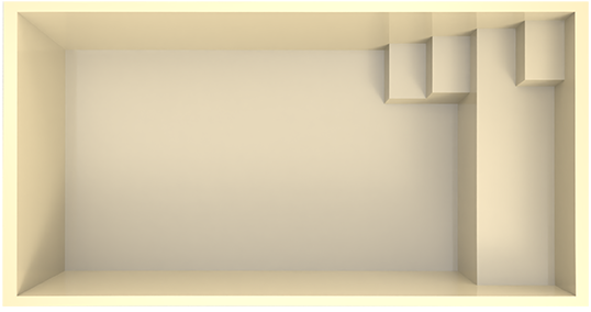 Vue aérienne du modèle Bora Bora, mettant en valeur son agencement intérieur et ses dimensions compactes.