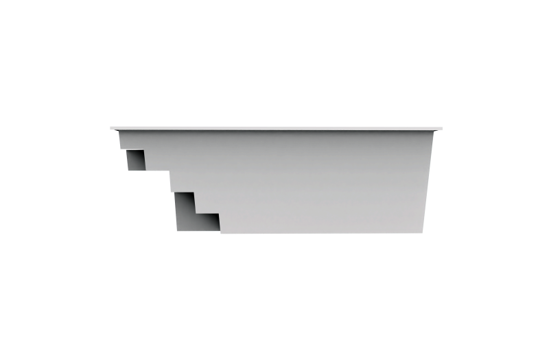 Profil de la piscine coque Bora Bora avec marches intégrées – Idéale pour les petits espaces extérieurs.