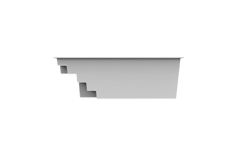 Profil de la piscine Bora Bora avec escalier intégré et banquette pour un confort optimal