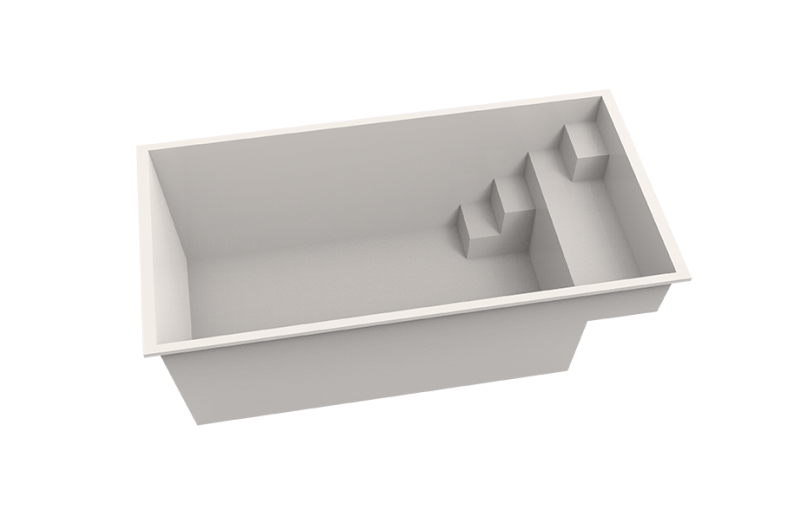 Piscine coque Bora Bora en acrylique renforcé – Conception robuste et installation simplifiée.