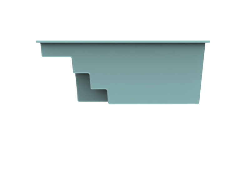Vue de profil de la coque Mahina – profondeur de 1,23 m idéale pour la détente et les jeux en famille.