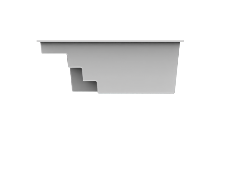 Vue latérale de la piscine coque Mahina – Format compact idéal pour les petits espaces extérieurs