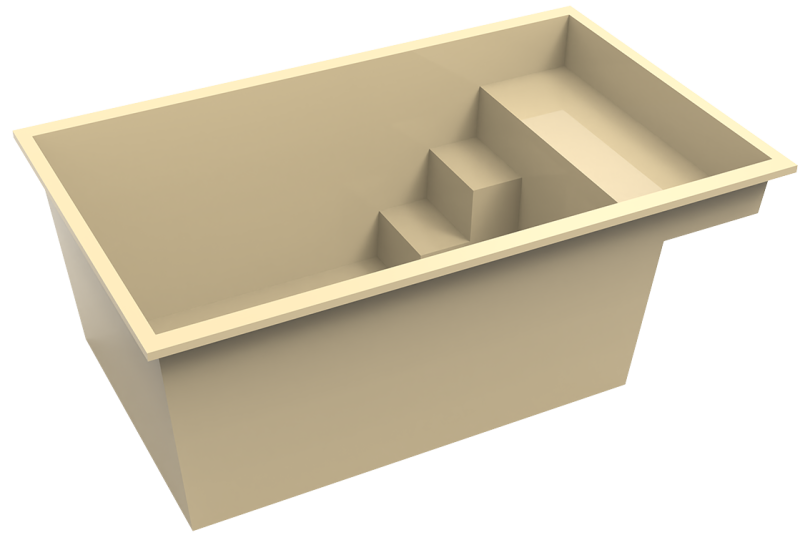 Vue en 3D de la Mahina : design compact 3,24 x 2 m, idéale pour les terrains exigus ou les espaces urbains.