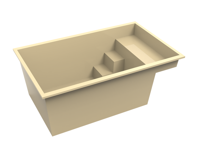 Marches intégrées de la piscine Mahina à Vitrolles, assurant un accès sécurisé et pratique.