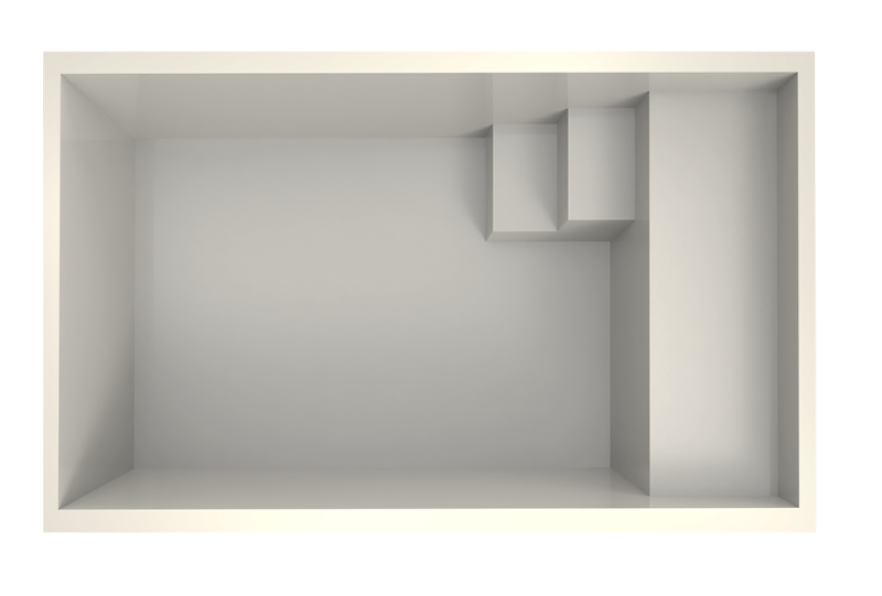 Vue de dessus de la piscine Mahina – forme rectangulaire optimisée pour les petits espaces.