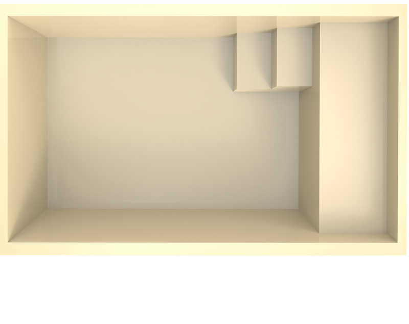 Vue de dessus de la Mahina : marches d’accès pratiques et banquette intégrée pour plus de confort.